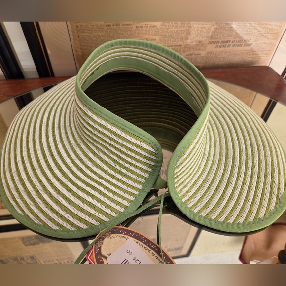 Scala Green and Cream Striped Women's Visor - Picture 6 of 7